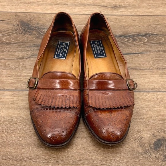 Bostonian Florentine Mens Size 8 Brown Leather Vintage Monk Strap Kiltie Loafers - Picture 2 of 10